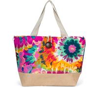 Femmes XXL Sac de plage Fleurs Motif Bouton de garrot Sac à bandoulière Shopper