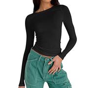 Femmes Y2k Basique Haut À Manches Courtes Slim Ajusté Bébé Tee Col Rond Skim Dupe Crop Top Blouse Esthétique Streetwear…
