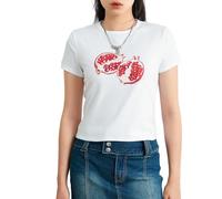 Femmes Y2K Crop Top Manches Courtes Motif Fruits Hauts Slim Fit Elastique E-Girls Cropped Tee Tops Cute Graphic Baby Tee Basic Shirt Harajuku Crop Top 90S Kawaii Streetwear Tenue d'esthète Vintage