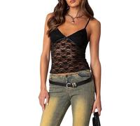 Femmes Y2K dentelle Tie-Up Crop Top Débardeur corset sans manche Bustier en dentelle Cami Tanks Push Up Corset Crop Top Vintage Lace Up Sans manches Débardeur Gilet Camisole slim fit streetwear