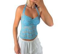 Femmes Y2K dentelle Tie-Up Crop Top Débardeur corset sans manche Bustier en dentelle Cami Tanks Push Up Corset Crop Top Vintage Lace Up Sans manches Débardeur Gilet Camisole slim fit streetwear
