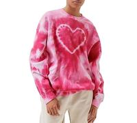 Femmes Y2K Valentine Coeur Tie-Dye Sweat-Shirt Valentine en Vrac Cœur Oversized Sweat-Shirt Manches Longues col Rond Pull Oversize Y2K Cœur Tie-Dye Top décontracté Cœur Imprimé Sweat-Shirt