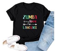 Femmes Zumba Dance Manches Courtes Entraînement Gym Graphique Print Fitness Workout T-Shirt Tops Casual Tee pour Dames