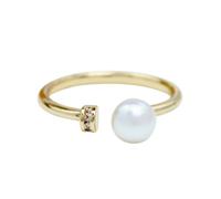 Femmorya Bague de rêve en améthyste - Bague ouverte avec pierre précieuse améthyste et plaqué or 14 carats, Offener Ring, verstellbar von 5,0 bis 6,0 cm, Alliage de cuivre, Perle de nacre