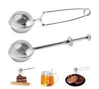 FEMONGY 2 pièces Boule a the, Boule a the infuseur, Infuseur pour manche télescopique et poignée de poussée, Tamis à farine - sucre, farine, épices, cacao en poudre, Acier inoxydable