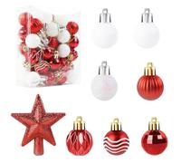 FEMONGY 36 Mini Boule de Noel de 3 cm avec étoiles, Decoration Noel Sapin, Peut être accroché, Convient pour la décoration de Magasin, la vitrine et Le Placement sur scène de Festival, Rouge