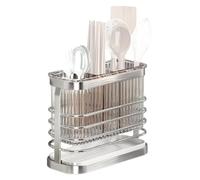 FEMONGY egouttoir couverts, Pot Ustensiles Cuisine,Porte Ustensiles Cuisine | Panier à Couverts en Acier Inoxydable avec Trois Compartiments et égouttoir, Mural,Installation Sans Trou,Amovible, Argent
