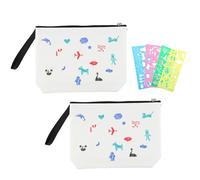 FEMONGY Pochette Tissu zippée 2 pièces Trousse Personnalisable avec 4 pièces de gabarit et de Doublure Pochette Maquillage, pour Les Trousses de Maquillage de Voyage, Les peintures(25 x 18 cm)