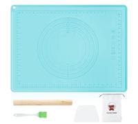 FEMONGY Rouleau a patisserie avec tapis silicone patisserie + Grattoir + brosse à huile + sac de rangement, Convient pour la pizza, la pâte à pâtes, les biscuits, les gâteaux, Bleu, 45 X 65cm