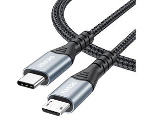 FEMORO Câble adaptateur USB C vers micro USB de 0,9 m tressé USB-C vers micro USB OTG 480 Mbit/s Compatible avec MacBook Pro, Galaxy S22 S21 S10, LG, HTC