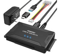 FEMORO Lecteur de disque dur IDE SATA vers USB 3.0 + adaptateur USB C, kit convertisseur de récupération de données ultra 3 en 1 avec alimentation 12 V/2 A pour disque dur interne SSD 3,5" HDD IDE