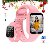 Fenamor 4G Montre Connectée Enfant GPS, 1.83" Montre Telephone avec Sim, SOS, 7 Jeux Montre Enfant Connectée, Montre Intelligente Enfant, Cadeaux de Noël pour garçons et Filles (Rose)