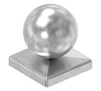 Fenau | Cache-pilier/Capuchon de poteau pour tube carré | 50x50 mm | avec Balle/Bille/boule Ø 50 mm | Acier (brut) S235JR