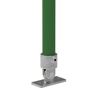 Fenau | Embase à charnière/support variable, Ø 26,9 mm, raccord de tube, bride inférieure, fonte malléable, galvanisé à chaud, vis incluses