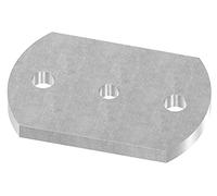 Fenau | Plaque d'ancrage | D : 120x80x10 mm | Acier (bruts) à souder/avec trous percés pour la fixation au mur ou au sol, un trou central Ø 12,5 mm