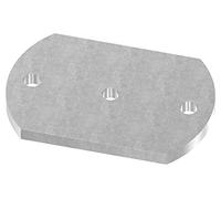 Fenau | Plaque d'ancrage | D : 150x100x10 mm | Acier (bruts) à souder dans/avec des trous percés pour la fixation au mur ou au sol, un trou central Ø 12,5 mm