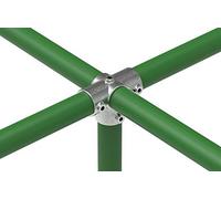 Fenau | Raccord trois voies en croix pour tube support, raccord pour tube en T, 5 voies, Ø 26,9 mm, fonte malléable, galvanisé à chaud, vis incluses