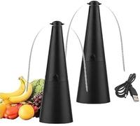 Fenayuu 2PCS Ventilateur De Table Anti Mouche, Appareil Portatif Alimenté par USB, Repousse Mouches avec Lames Réfléchissantes, Ventilateurs Chasse Mouche pour Pique-Nique BBQ