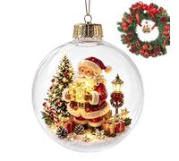 Fenayuu Décoration lumineuse d'histoire de Noël, boule de Noël LED | Matériau ABS, fonctionne avec des piles bouton, bijoux suspendus, pour cheminée, cadeau de Noël et décoration de fête de la