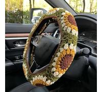 Fenayuu Housse de Volant Boho | Housse de Volant crochetée | Tournesols Crochet | Accessoire d'intérieur de Voiture Vintage bohème Doux pour Volant