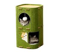 Fenayuu Maison pour Chat d'intérieur - Grotte Double Couche Pliable résistante aux Griffes,avec Balle en Peluche et cachette pour Chat | Idéal intérieur Repos Sommeil Jeu Maison et Voyage