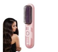Fenayuu Petit Lisseur Cheveux, Brosse Bouclante Électrique, Lisseur Brosse 2 en 1 Sans Fil Portable avec 3 Températures Réglables