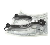 Fenayuu Pinces à billets pour espèces, éperon occidental vintage en argent sterling, grande fonctionnalité, porte-monnaie, cadeau d'équitation, conforme à l'image, Voir description, Voir description