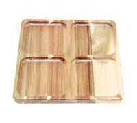 Fenayuu Plateau de service avec compartiments, plateau carré en bois pour plats, plateau d'apéritif, plat de service, pour la maison, le restaurant, le camping, les fêtes, les mariages, les fêtes, les