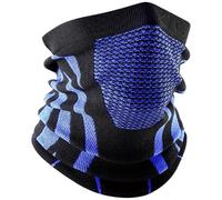 Fenayuu Protection du cou d'hiver, écharpe chauffante protection du visage d'hiver, bandana respirant thermique activités sportives de plein air par temps froid cyclisme ski snowboard pêche, bleu/noir