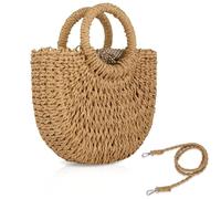 FENBEN Sac à bandoulière en paille pour femme - Pour l'été - Tissage de plage - En rotin, marron, Taille unique