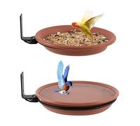Fence Bird Feeder - 20cm Wall Mounted Station | Iron & PC Hanging Water Bowls, Weatherproof Outdoor Bird Bath for Garden Balcony Patios Trees and Backyard Wildlife Observation Professional Decor