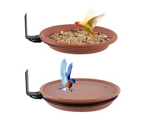 Fence Bird Feeder - 20cm Wall Mounted Station | Iron & PC Hanging Water Bowls, Weatherproof Outdoor Bird Bath for Garden Balcony Patios Trees and Backyard Wildlife Observation Professional Decor