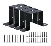 Fence Post Connectors - Metal Post Brackets | Black Heavy-Duty Steel Bracket Foor 4x4 Wood Beams, Stand Brackets For Wood Poost, Ideal For Deck, Backyard, Patio, And Indoor Support