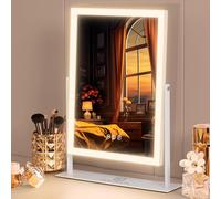 FENCHILIN Hollywood Miroir de maquillage à 3 couleurs à intensité variable avec éclairage, contrôle tactile intelligent, rotation à 360°, grossissement 10x, 30 x 41 cm