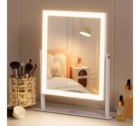 FENCHILIN Miroir de Maquillage avec éclairage Hollywood - 3 Couleurs - Lumière à intensité Variable - avec éclairage - Contrôle Tactile Intelligent - Grossissement 10x - Rotation à 360° - Blanc