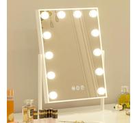 FENCHILIN Miroir Maquillage Lumineux avec 12 LED Ampoules 30x41 cm | Miroir Coiffeuse avec 3 Modes de Couleur Cosmétique Rotatif 10X Grossissant Rotation à 360 degrés,Blanc