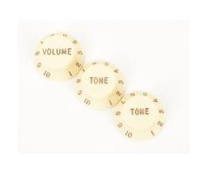 Fender 0991369 - Lot de 3 boutons pour Stratocaster (volume, tone, tone) - Aged white