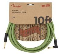 Fender 10' Angled Festival Instrument Cable, Pure Hemp, Green Câbles jack / instrument