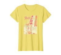 Fender 12 String Jazzmaster Guitar and Girl Beach T-Shirt, Femme, Citron, XL