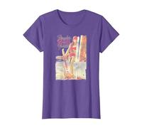 Fender 12 String Jazzmaster Guitar and Girl Beach T-Shirt, Femme, Violet Chiné, M