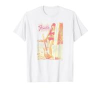 Fender 12 String Jazzmaster Guitar and Girl Beach T-Shirt, Homme, Blanc, 3XL