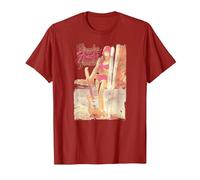 Fender 12 String Jazzmaster Guitar and Girl Beach T-Shirt, Homme, Canneberge, XXL