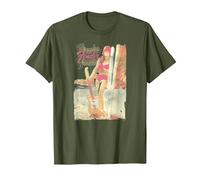 Fender 12 String Jazzmaster Guitar and Girl Beach T-Shirt, Homme, Olive, L