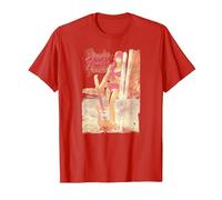Fender 12 String Jazzmaster Guitar and Girl Beach T-Shirt, Homme, Rouge, XXL