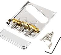 Fender® »3-SADDLE TOP-LOAD/STRING-THROUGH TELE® BRIDGE WITH COMPENSATED BRASS “BULLET” SADDLES« Chevalet de rechange pour guitare électrique | Finition: Chrome