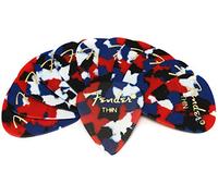 Fender 351 Classic Médiators Celluloid Confetti Thin 12x | Pack 12 médiators fins, celluloid, motif confetti, idéal débutants & guitare acoustique, accessoire guitare polyvalent