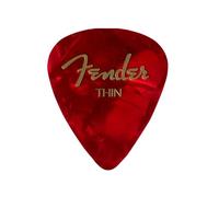 Fender 351 Classic Médiators Celluloid Thin Red Moto 12x | 12x médiators fins celluloid, son chaud, attaque précise, idéal débutants & confirmés, accessoire guitare essentiel