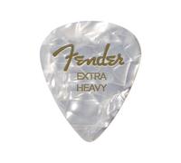 Fender 351 Classic Médiators Celluloïd X-Heavy White Moto 12x | Celluloïd authentique, forme 351, extra-épais, attaque précise, son chaud, lot de 12, guitare électrique & acoustique