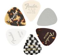 Fender© "351 Material Medley Picks" Médiators pour Guitare et Basse - Diverses couleurs et matériaux - Medium - Set de 6