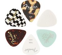 Fender© "351 Material Medley Picks" Médiators pour Guitare et Basse - Diverses couleurs et matériaux - Thin - Set de 6